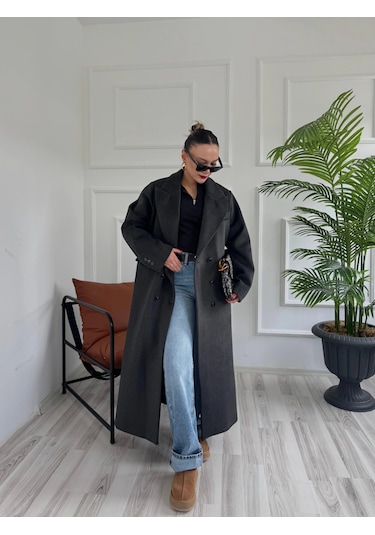 Keymoda Kadın Premium Kalite Kaşe Kaban Siyah Siyah