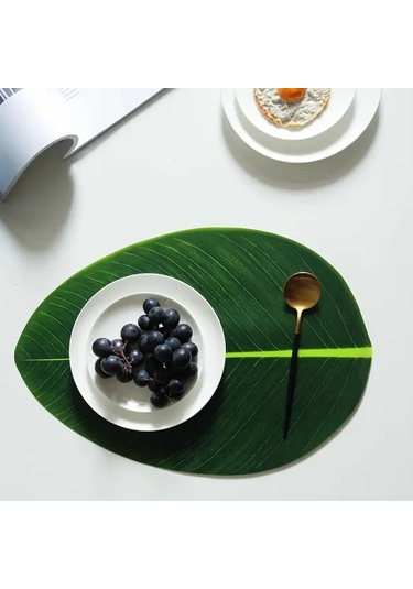 Willowhaven 4 Adet Yaprak Desenli Dayanıklı Ve Silinebilir Süs Ve Servis Altlığı Seti Yeşil Yeşil