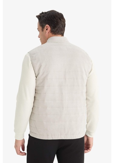Defacto Slim Fit Dar Kesim Dik Yaka Fermuarlı Süet Yelek F0246ax25augr184 Gri