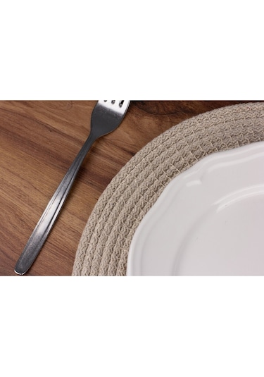 Krem Hasır Supla Amerikan Servis Şık Çeyiz Takımı Örgü Sunum Tabak Altlığı Krem