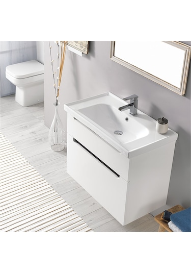 Turkuaz Seramik Frame 80 x 45 cm Etajerli Lavabo