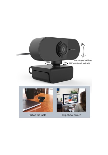 Yuntech01 Siyah Usb 2.0 Usb Web Kamerası 1080p Hd Cmos Sensörlü Mikrofonlu, 360 Derece Döner, Masaüstü/monitor Uyumlu, Plug&play, Ders/video Konferans İçin