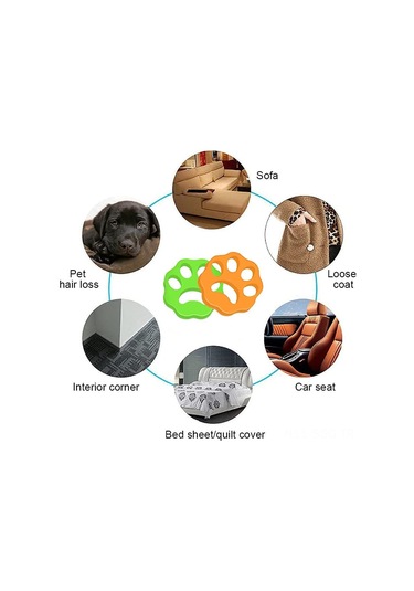 Springsun 4'lü Yıkayıcı Kedi Köpek Tüy Toplayıcı - Yeniden Kullanılabilir Çamaşır Makinesi Tüy Tutucu Turuncu - Yeşil