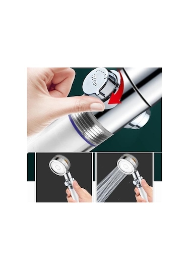 Turbo Pervaneli Ve Filtreli Su Tasarruflu 360 Derece Dönebilen Tazyikli Duş Başlığı Şeffaf-gümüş