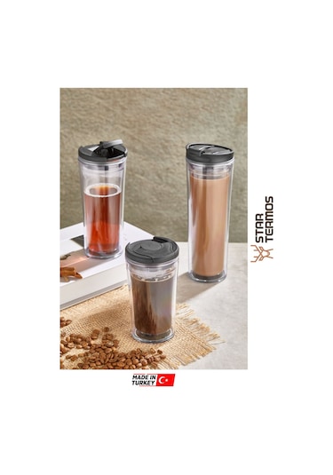 Star Termos Star Mug 450 Ml Şeffaf Seri Piknik Kamp Outdoor Ofis Otel Kafe Okul Kampüs Şeffaf