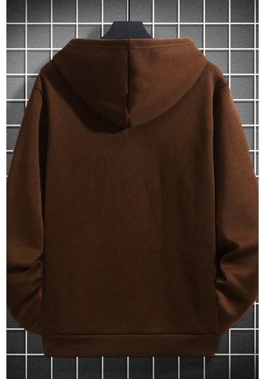 Unisex Metalica Baskılı Oversize Sweatshirt Kahverengi