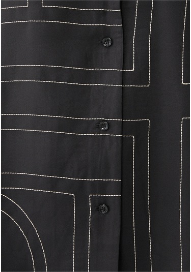 Toteme Şık Monogram Ipek Pijama Üstü Siyah
