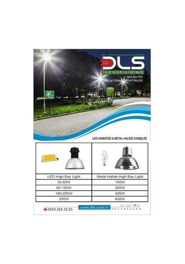 50w Dls Led Yol Sokak Armatür Sensör Eklenebilir Dış Mekan Aydın
