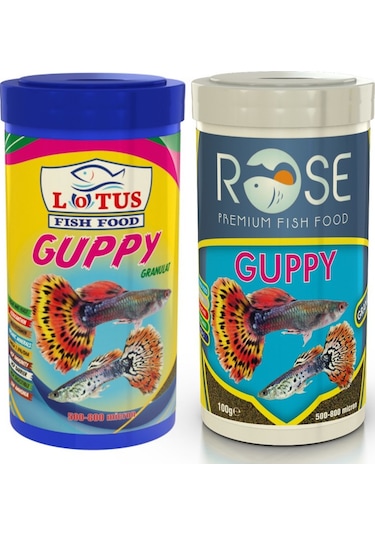 Guppy Mix Granules Rose ve Lotus 2x250 Ml Kutu Balık Yemi