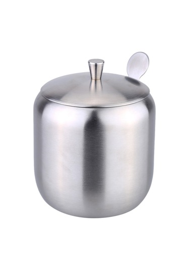 Jeemson Stanyum Çelik Baharat Kabı - Kahve Şeker Depolama Kutusu, 400ml, 12cm Kaşık İle, Mutfak Araçları Diğer