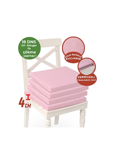 Xpermate 4'lü Sandalye Minderi Su İtici Kumaş 40 x 40 CM Pembe