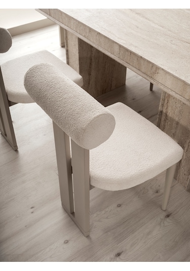 Traverten Mdf Masa +6 Sandalye Kum