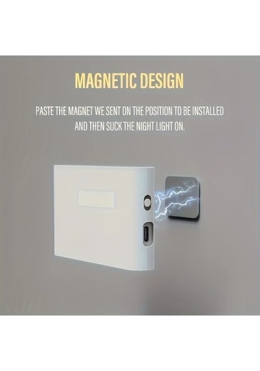 Fastbuy 1 Adet Akıllı Usb Işık Hareket Sensörü Duvar Lambası Şarj Edilebilir Yatak Odası Hol Dolap Mutfak Aydınlatma