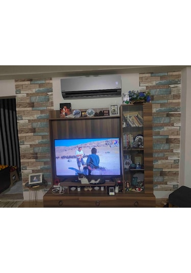 Ofis Dükkan Mağaza Kendinden Yapışkanlı Mavi Ahşap Desen Duvar Kağıdı Paneli Nw140