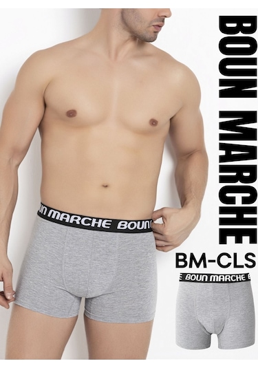 Boun Marche Erkek Boxer Likralı Premıum 6'lı Kutu Chester Gri