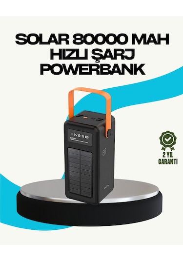 80000 Mah Güneş Enerjili Powerbank 4 Kablolu Type C Lightning Semeglbl - 41 Micro Usb Çok Renkli