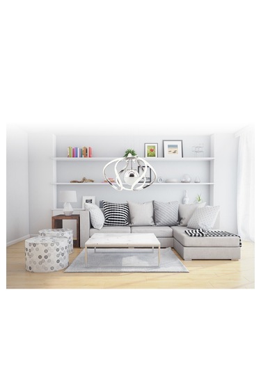 Uzay Ledli 1 Toplu 3 Renk Salon Oturma Yatak Mutfak Odası Avizesi Krom