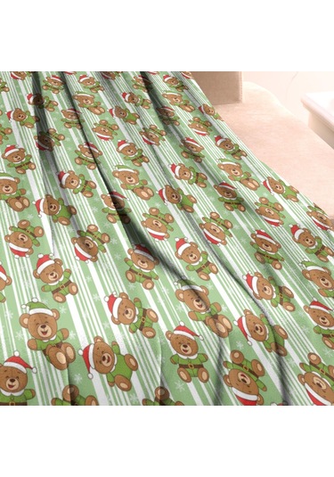 Noel Desenli 60x80 İnç Polar Battaniye, Yumuşak, Hafif Ve Kalın, Erkek, Kadın Ve Çocuk İçin Noel Ayı Çizgili