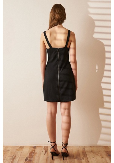 Askılı Mini Elbise Siyah