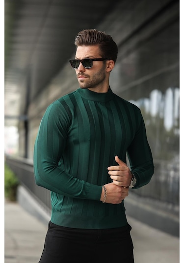 Nefti Yeşili Yarım Balıkçı Erkek Triko Kazak E7423 Nefti Yeşil