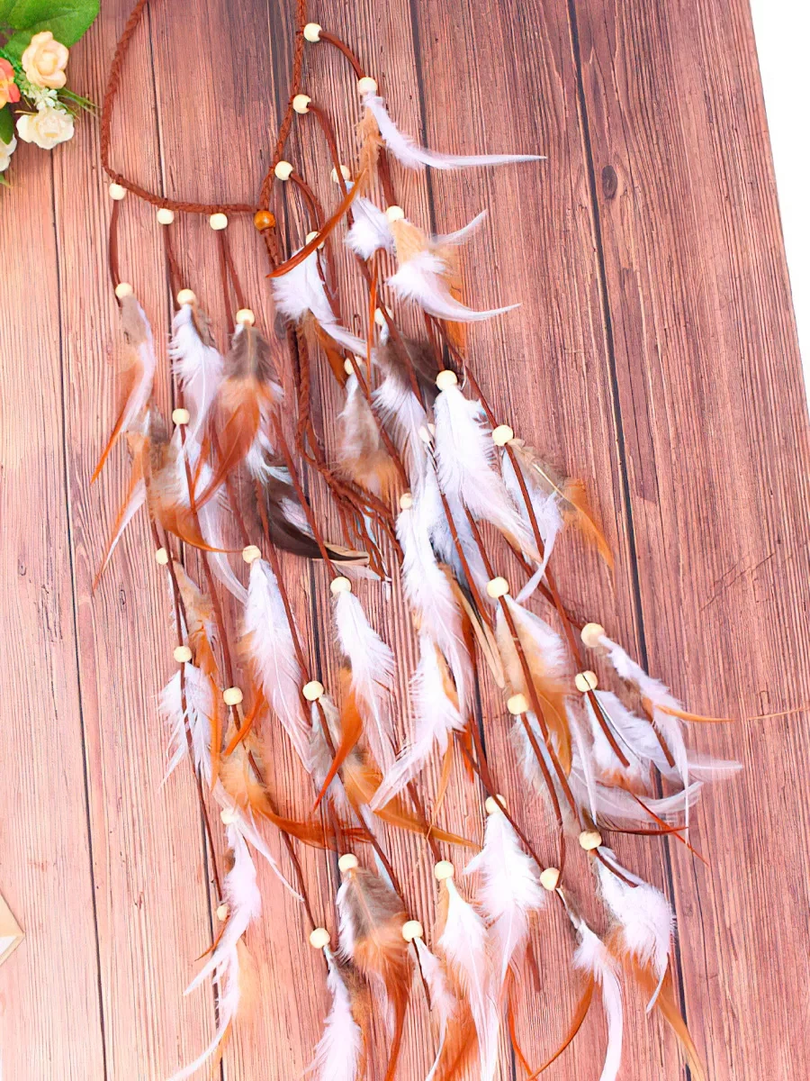 Fashion Jewelry Hippy Boho Tüylü Baş Bandı 198702048 Gri - Kahverengi