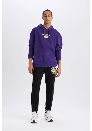 DeFactoFit NBA Los Angeles Lakers Kalın Jogger Eşofman Altı Standart Fit Cepli D8491AX25SPBK81