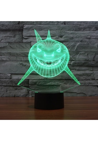 Sones Pozitif Yüz Köpekbalığı Tarzı 3d Dokunmatik Anahtarı Kontrol Led Işık, 7 R Değişikliği Yaratıcı Görsel Gece Lambası 50281078 Çok Renkli