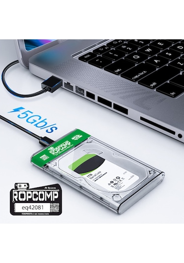 Ropcomp 2.5" Usb 3.0 Sata Harici Harddisk Kutusu Şeffaf