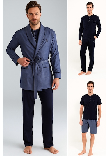 U.s. Polo Assn 12000 Damat Çeyiz 5 Li Pijama Ropdöşambır Takım Lacivert V1 Lacivert
