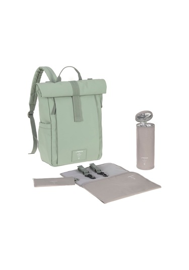Lassig Rolltop Up Bebek Bakım Sırt Çantası Silver Green Açık Yeşil