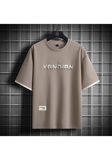 Erkek Kısa Kollu Tişört, 8816 Gri Kayısı Diğer