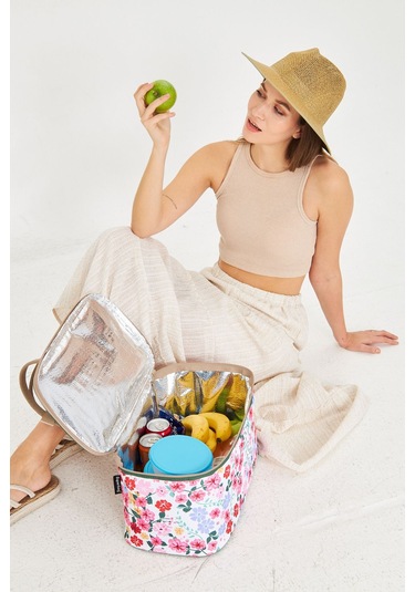 Superbag 22 Litre Piknik/kamp Çantası Sepeti. Termal Termos Çanta Sıcak-soğuk Koruma Sağlar Flower-250135 Flower Çok Renkli