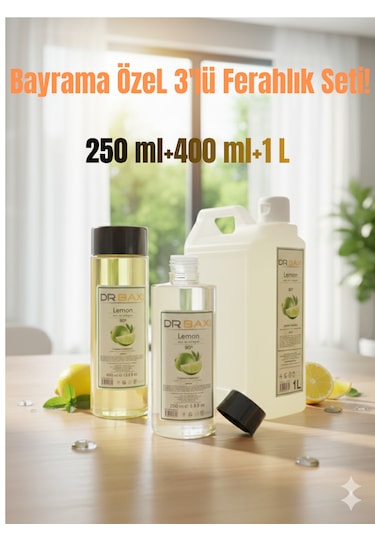 Bayrama Özel 3 Lü Kolonya Seti - Ekonomik Paket 250ml + 400ml + 1l