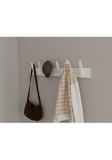 Hepsi3boyutlu Modern Duvar & Kapı Kanca Askılık - 6 Adet Beyaz Kanca Askılık - Model No : 4 Beyaz
