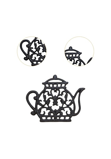 Homyl Çaydanlık Isı Mat Potholder Noslip Dökme Demir Içi Siyah