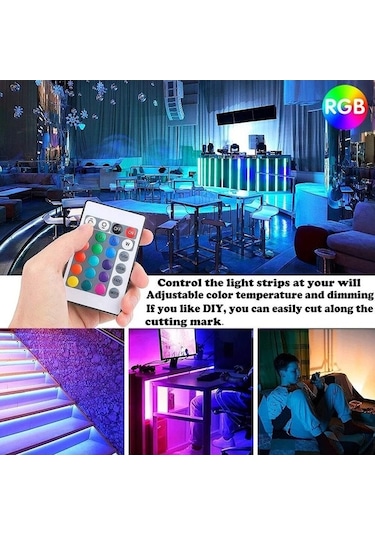 Novahub Usb 5v Rgb Led Şerit, Bluetooth Kontrolü, Esnek Led Lamba Bant, Rgb Tv Arka Işık, Masaüstü Dekorasyon Işıkları, 56897446 Siyah