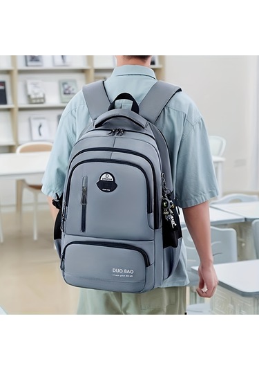 Unisex Hafif Sırt Çantası, Okul Çantası Gri