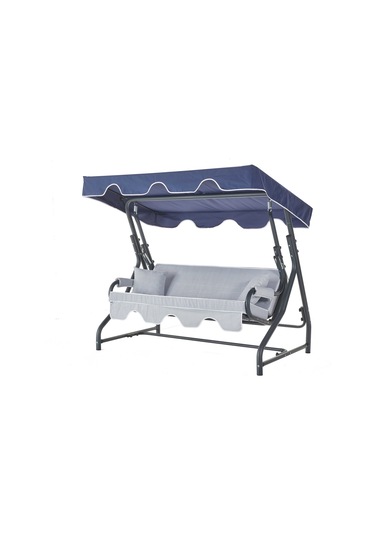 Olea 3 Kişilik Bahçe Balkon Teras Salıncağı Lacivert Çizgili Lacivert