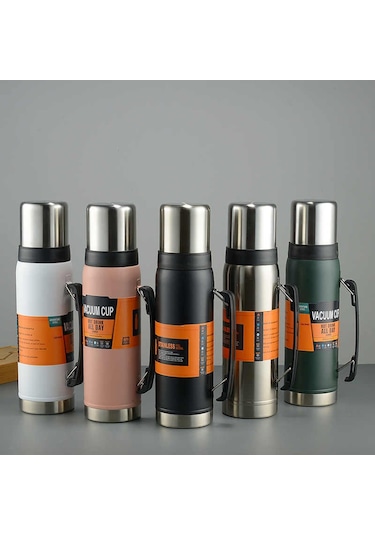 Kapris Çift Katlı Paslanmaz Çelik Kulplu Termos 1200 Ml Yeşil Kap-284 Yeşil