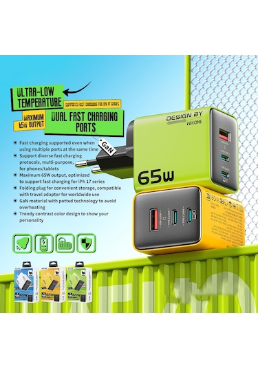 Wk Wp-u45 Keylour 65w Tip-cx2, Usb Gan Şarj Cihazı, Fiş: Ab Fiş Yeşil Yeşil