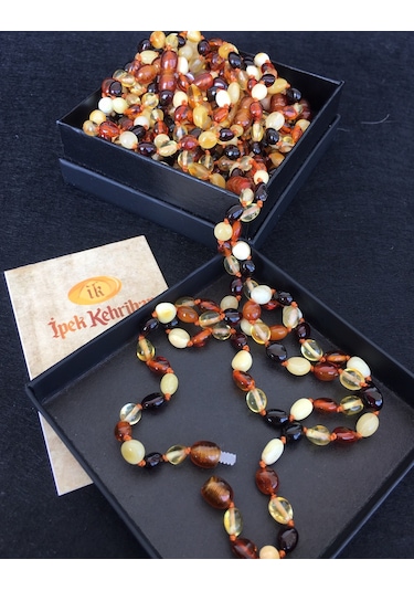 İpek Kehribar Hakiki Baltık DaMLa Kehribar Kolye Bebek Kolyesi Diş 0-3 Yaş