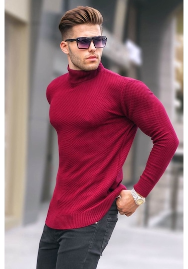 Bordo Balıkçı Yaka Kazak 5989 Bordo