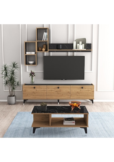 Moxen Mts2 Mira Duvar Raflı Tv Ünitesi Ve Orta Sehpa