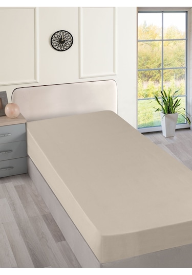Menderes Home Cotton Collection Ranforce Çift Kişilik Çarşaf Düzboya Bej