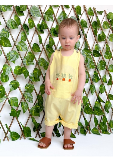 Miababy Nakışlı Yazlık Efil Tulum sarı