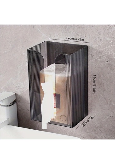 Tongdashop Modern Doku Kutusu Transparan Renk 1 Adet Duvar Tipi Çok Amaçlı Banyo Depolama Kutusu Şeffaf Renk