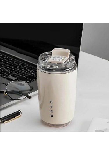 Mufunye 304 Paslanmaz Çelik İç Ve Dış Kapaklı 6-12 Saat Isı Saklama Performanslı Termos Bardak Beyaz