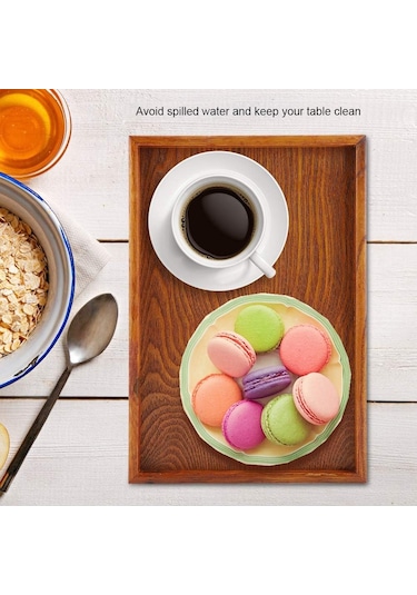 Servis Tepsisi, Dikdörtgen Ahşap Çay Tepsisi Otel Ev Mutfak Tepsileri Atıştırmalık Tepsisi Kahvaltı Tepsisi Gıda Saklama Kabı 35 24cm