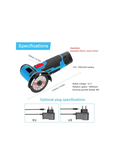 Lemestar 12v Kablosuz Çok Amaçlı Taşlama Makinesi - Fayans, Ahşap, Metal Kesme Ve Parlatma İçin Yüksek Hız 19500rpm