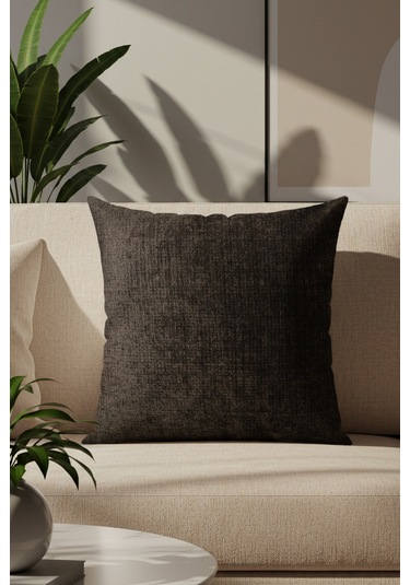 Sezyon Liza Desenli 50 50 Koyu Kahverengi Kırlent Kılıfı Koyu Kahverengi